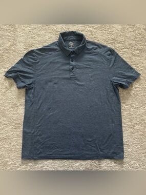 G.H. Bass Polo Shirt Mens Medium Performance Golf Stretch Flex Blue Short Sleeve